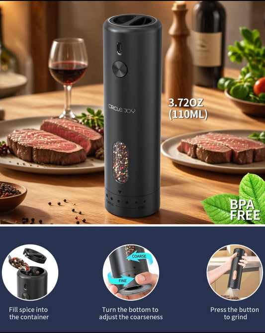 Rechargeable Electric Salt and Pepper Grinder Kitchen Accessories Adjustable Coarseness Automatic Spice Grinders Cooking Tools