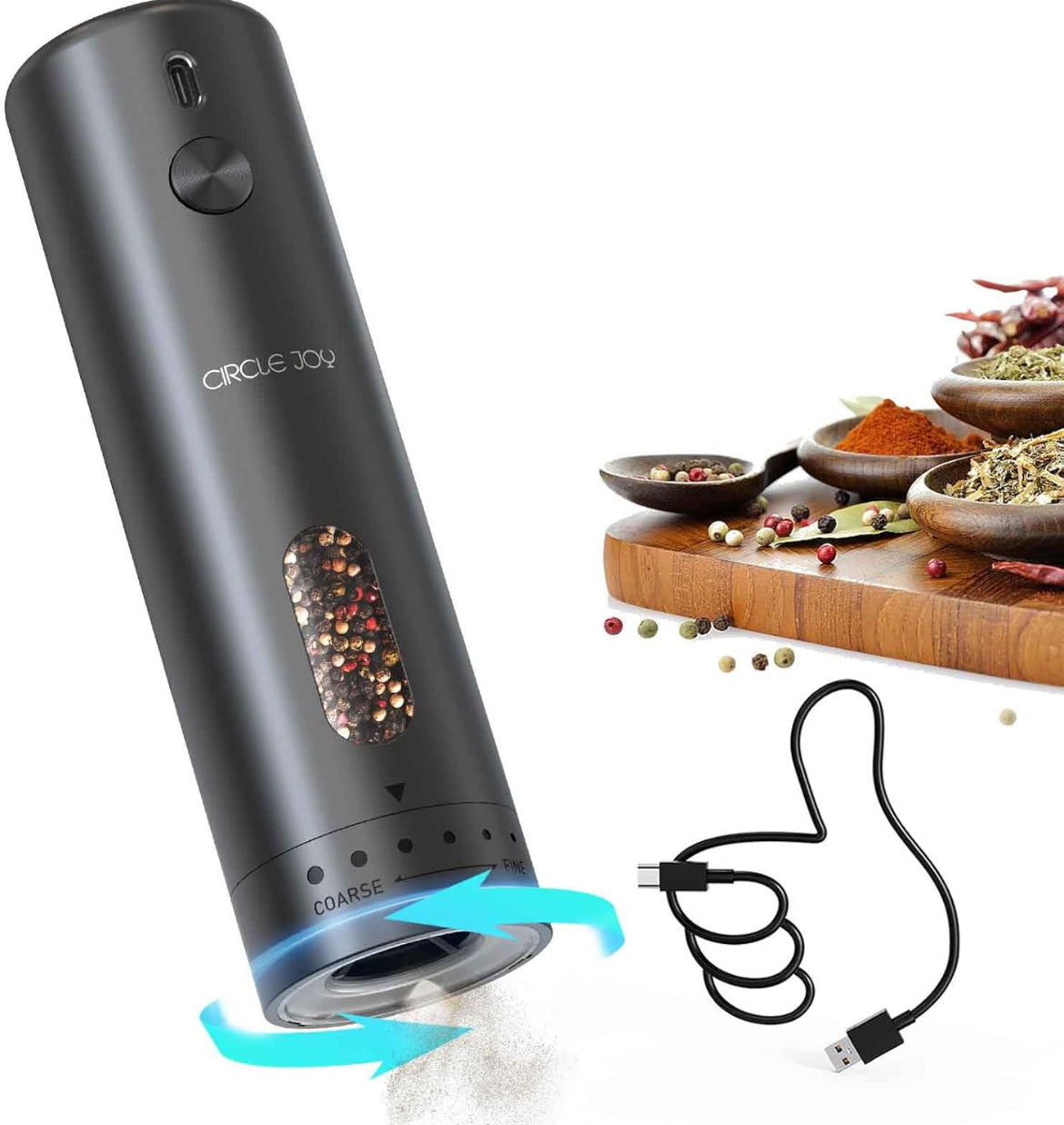 Rechargeable Electric Salt and Pepper Grinder Kitchen Accessories Adjustable Coarseness Automatic Spice Grinders Cooking Tools