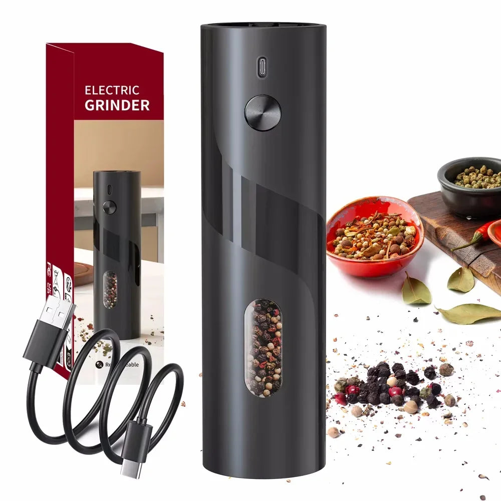 Rechargeable Electric Salt and Pepper Grinder Kitchen Accessories Adjustable Coarseness Automatic Spice Grinders Cooking Tools