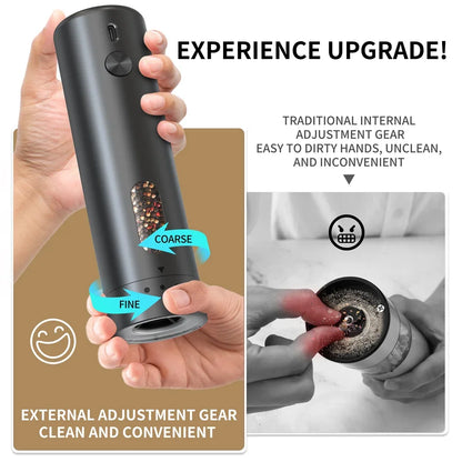 Rechargeable Electric Salt and Pepper Grinder Kitchen Accessories Adjustable Coarseness Automatic Spice Grinders Cooking Tools